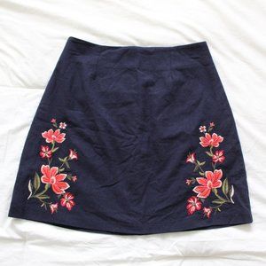 Floral Embroidered Mini Skirt